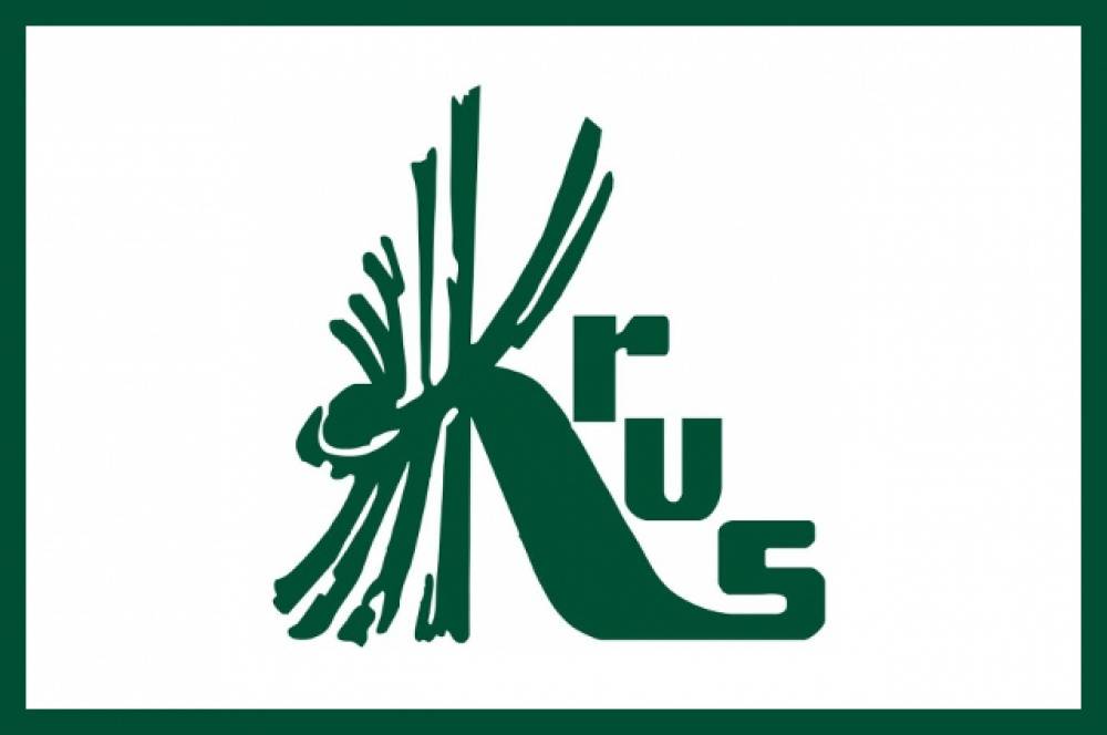 : Logotyp Kasy Rolniczego Ubezpieczenia Społecznego - Zielony napis KRUS na białym tle.
